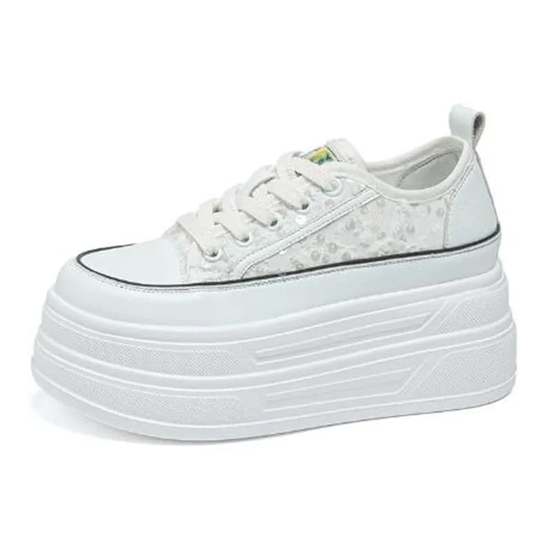 Scarpe da ginnastica alte con plateau da 7 cm Scarpe da skateboard casual da esterno Comode scarpe da ginnastica robuste con lacci Scarpe sportive da corsa da donna