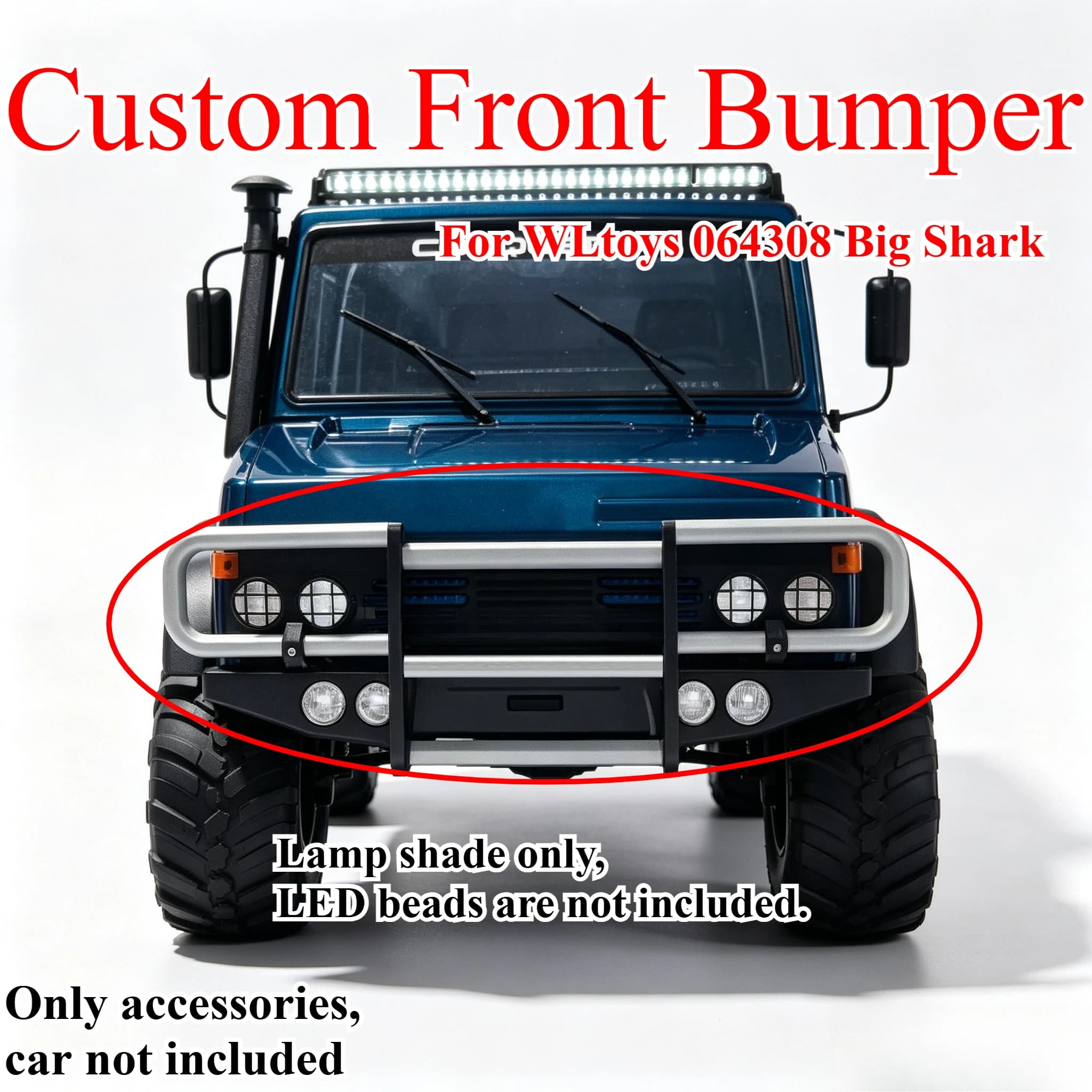For WLtoys 064308 Big Shark 1/6 RC Crawler Custom Front Bumper Anti‑Collision Guard Off‑Road Appearance Upgrade Accessories