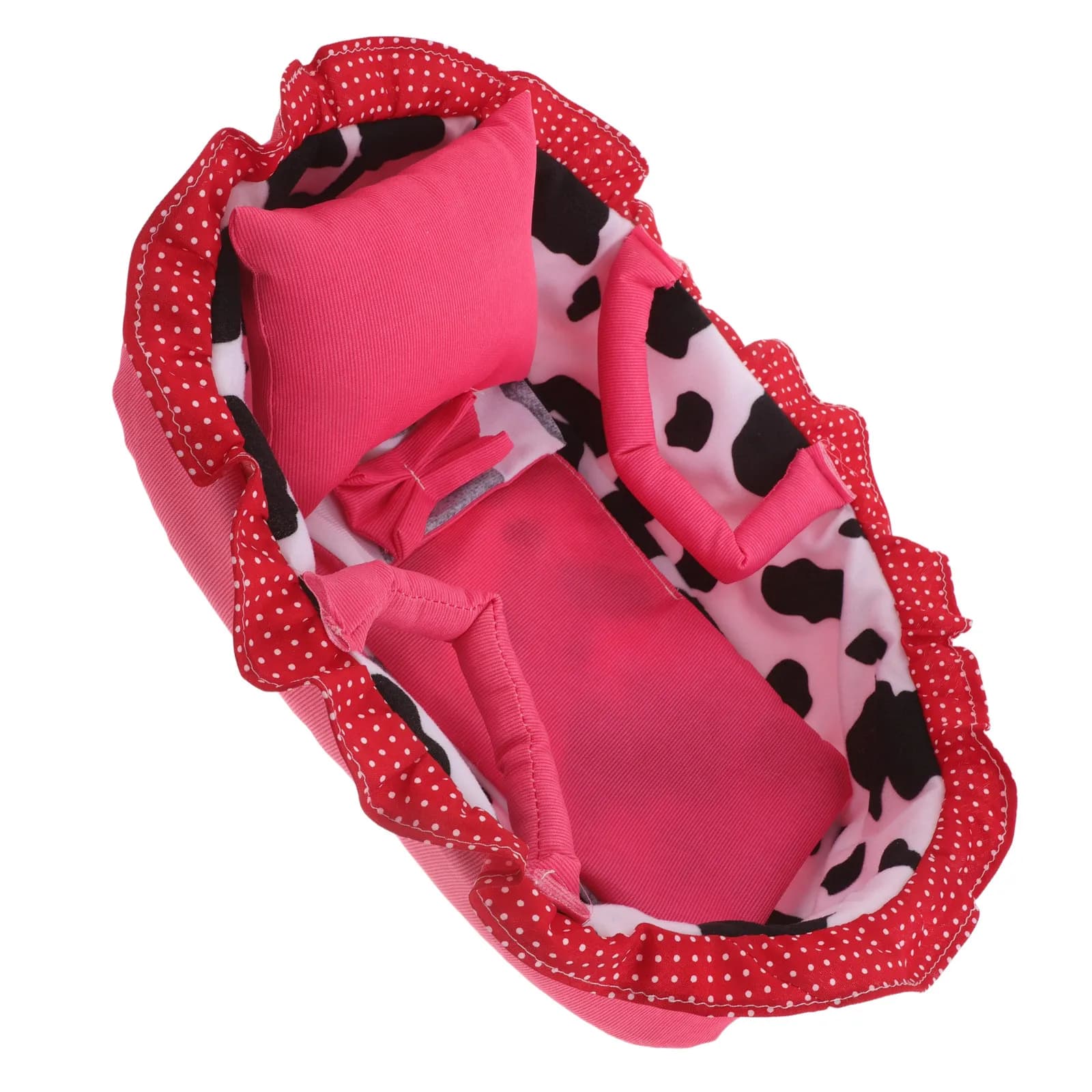 Baby Bassinet Carrier 35Cm Portable Miniature Furniture Bed Handle Indoor Outdoor Cradle Dollhouse Accessories Playset