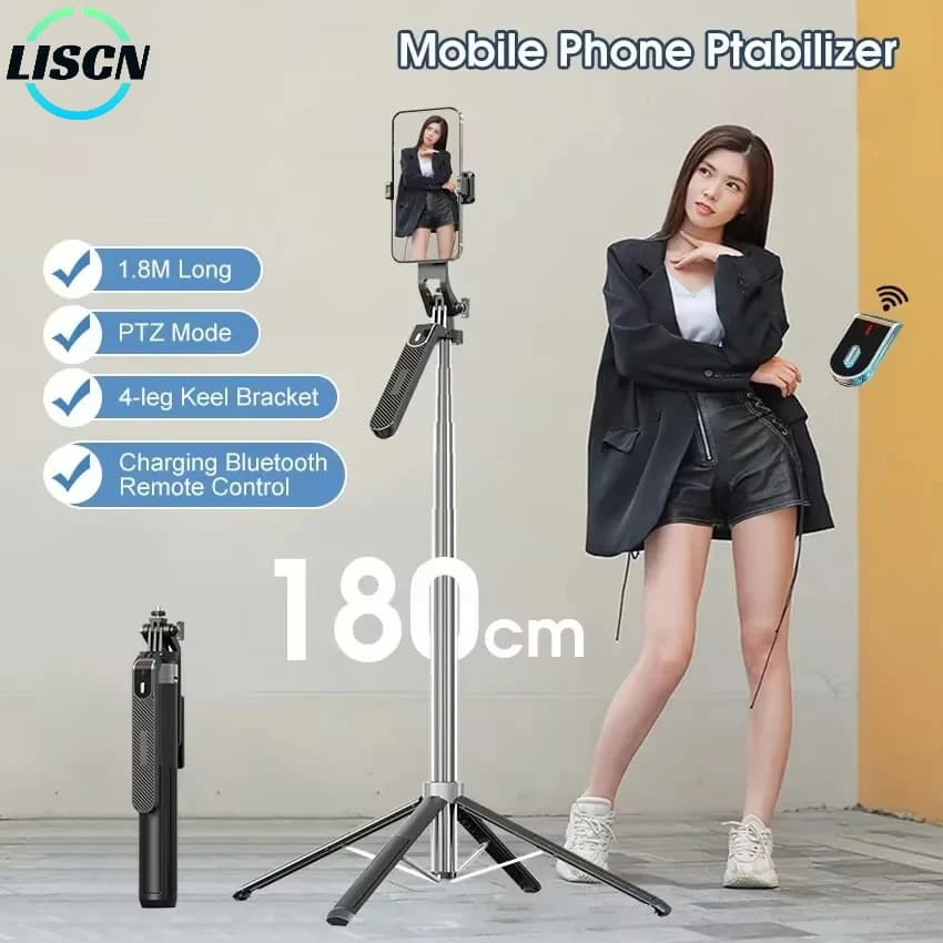 Xiaomi Selfie Stick1.8M Pan-Tilt Anti-Shaking Stabilizzatore per fotocamera Bilanciamento automatico Treppiede per selfie stick con telecomando Bluetooth