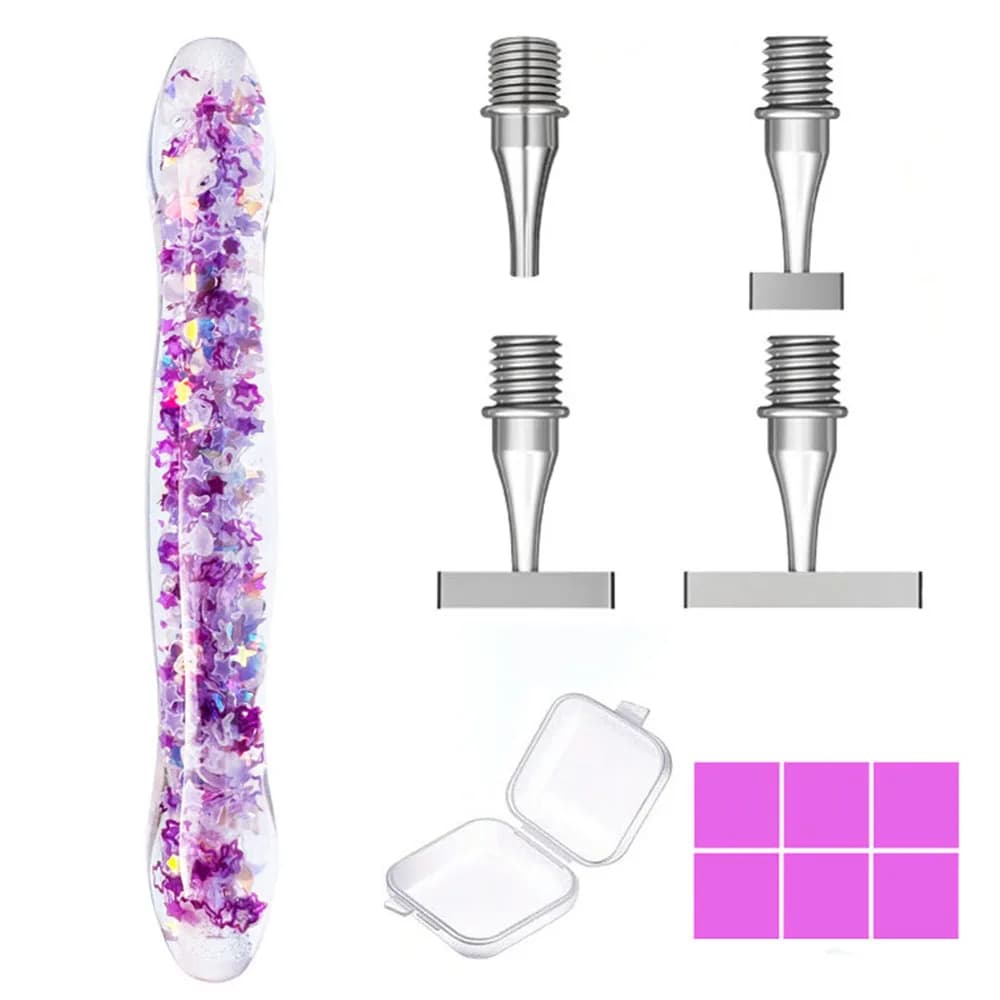 1 penna in resina + 6 colla + 4 punte fini, nuova penna per trapano a punti per pittura con diamanti, pennino in filo di acciaio inossidabile