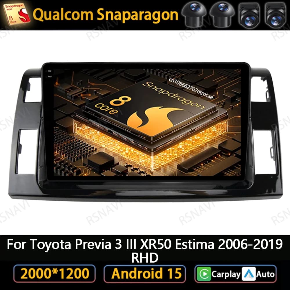 Android 15 Car Radio For Toyota Previa 3 III XR50 Estima 2006-2019 RHD Wireless BT NO 2DIN Systems Viedo Player AUTO Head Unit