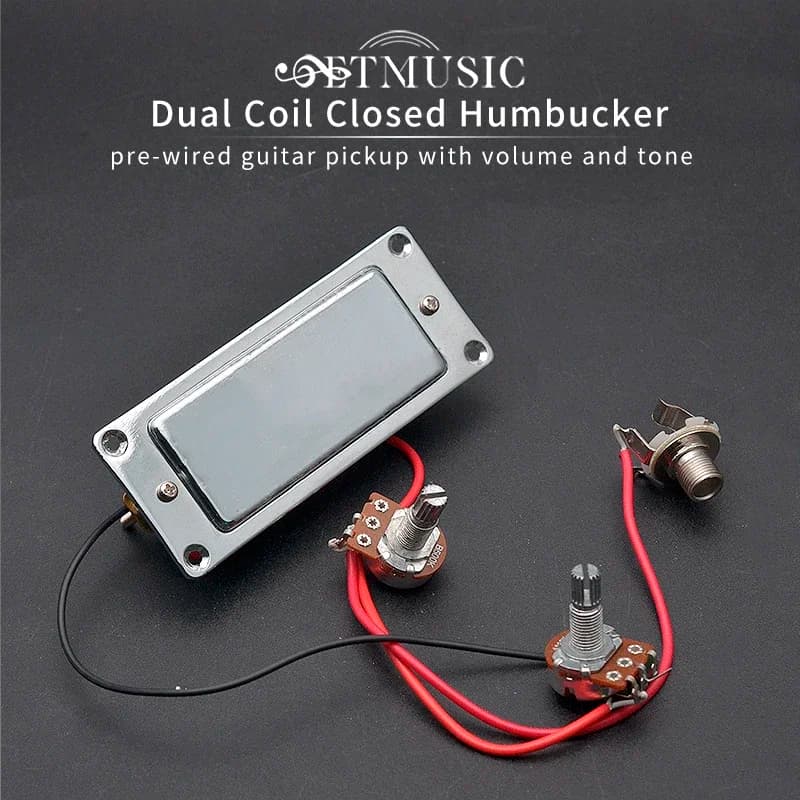 Pickup per chitarra precablato Humbucker chiuso a doppia bobina con volume e tono 92 * 37,5 mm Argento