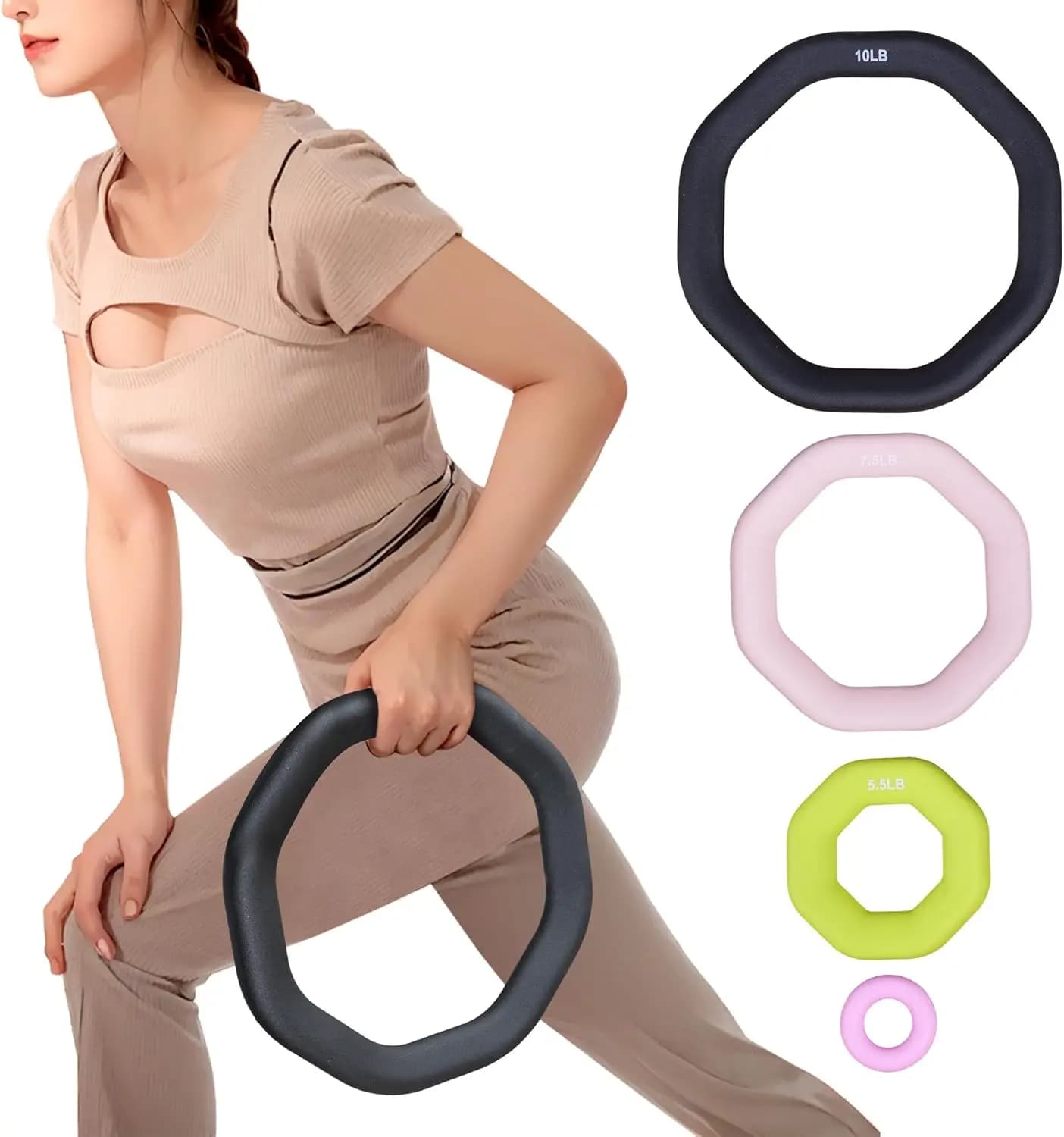 Esercizi Yoga, Aerobica, Allenamento Core con Kettlebell e Manubri 2-in-1, Ghisa + Rivestimento in PVC, Set da 4 Pezzi