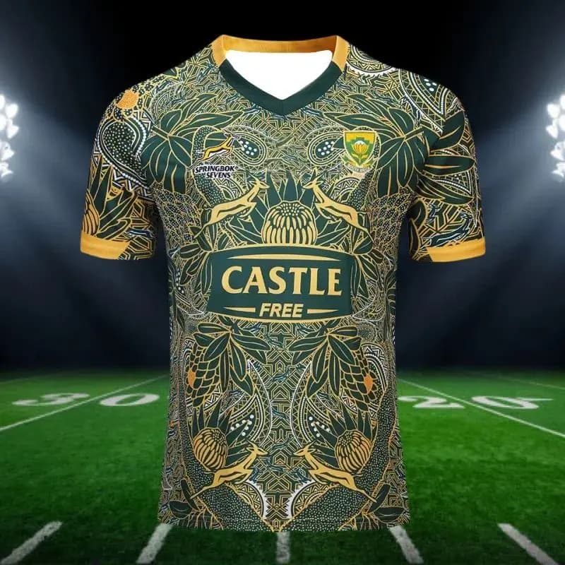 Estate 25-26 Nuova maglia da rugby da uomo sudafricana elegante, traspirante e ad asciugatura rapida 2019 Abbigliamento sportivo casual per bambini