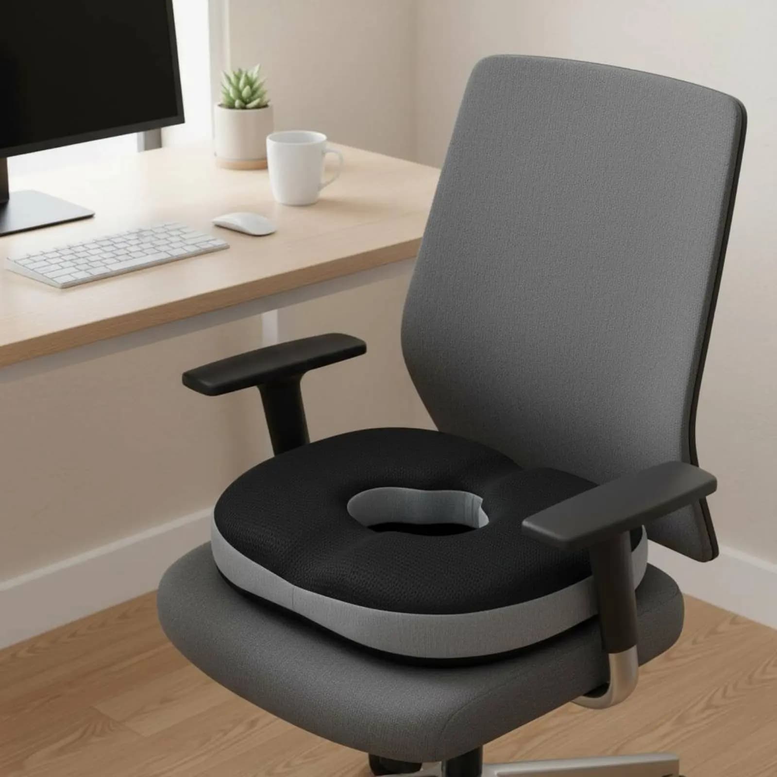 Cuscino Ergonomico a Ciambella per Coccige, Traspirante, per Sedia e Auto, Favorisce una Buona Postura