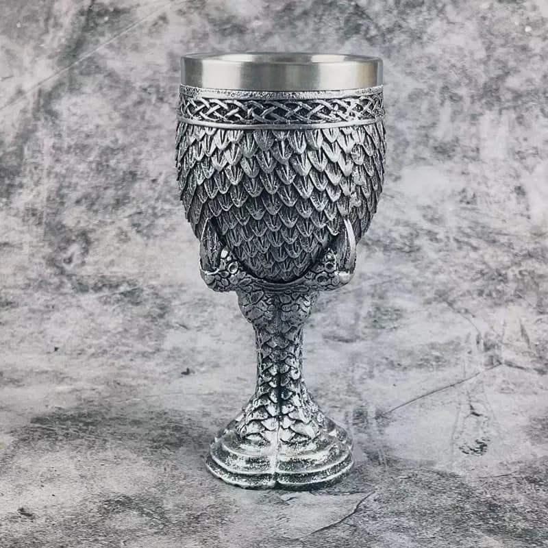 Calice da vino gotico, Calice GOT, Scala grigia, Tazza con artiglio di drago, Bicchiere da birra in resina e acciaio inossidabile, Bicchieri, Regalo di Halloween, Ne