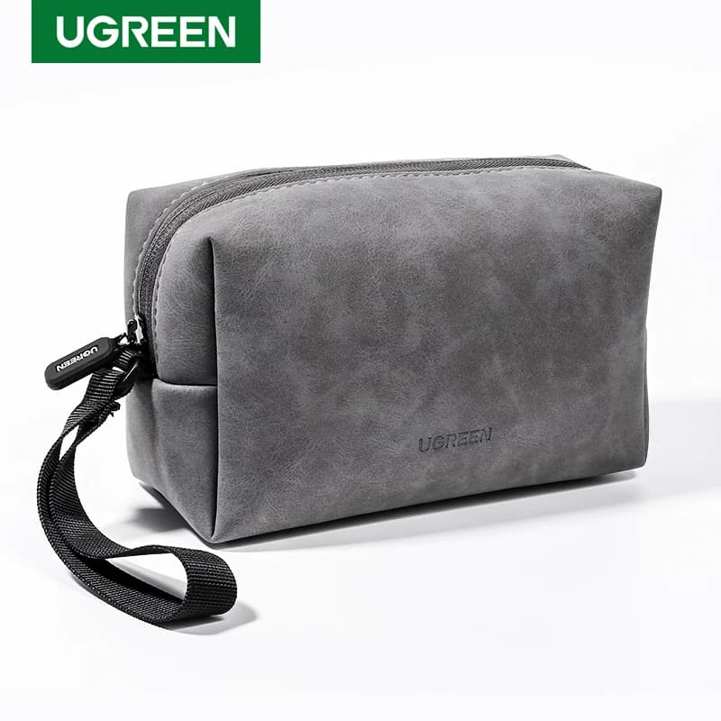 UGREEN Organizer Bag custodia in pelle per cuffie cablate auricolare cavo USB caricabatterie per telefoni cellulari borsa per accessori digitali per PC