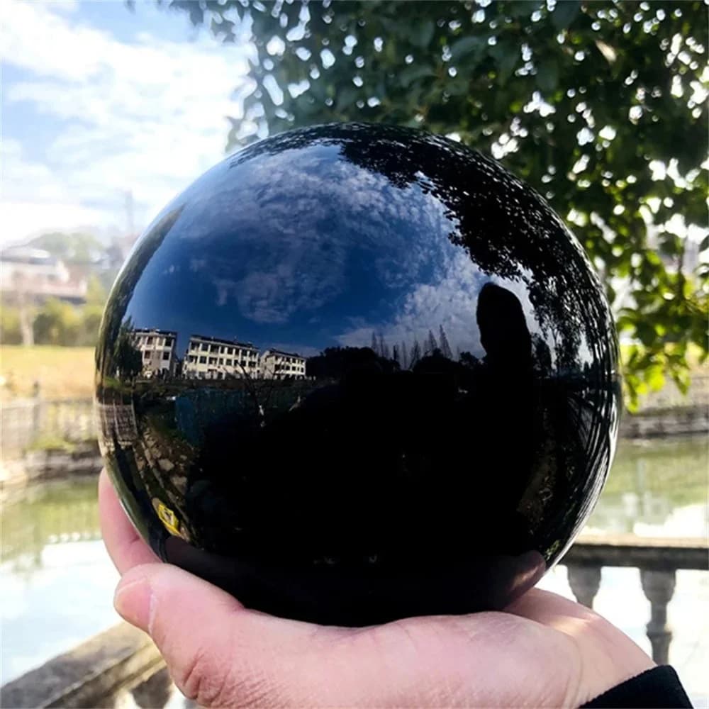 ossidiana nera naturale 20-80mm sfera asiatica cristallo di quarzo sfera magica guarigione pietra di roccia Reiki
