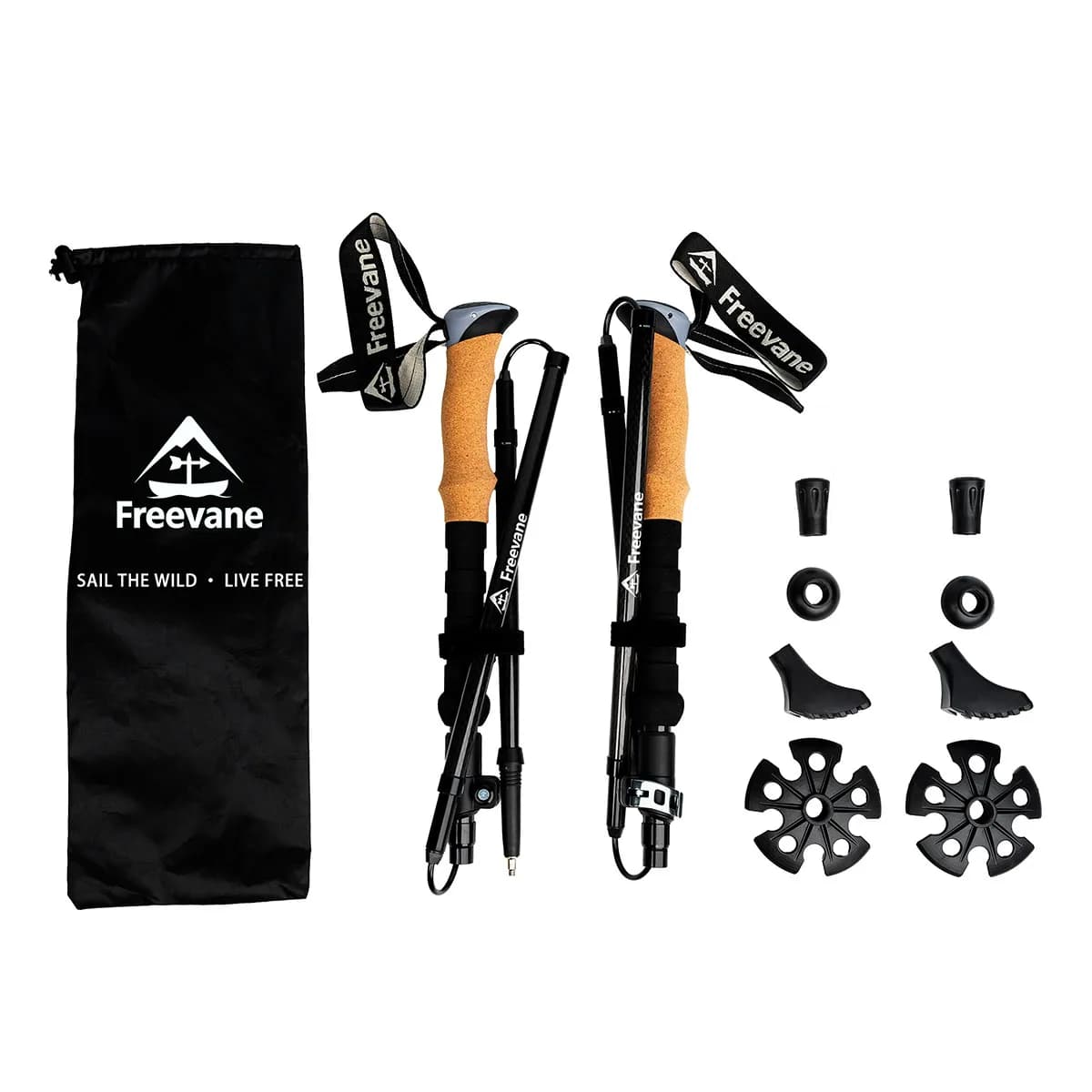 Bastoncini da Trekking Pieghevoli in Fibra di Carbonio T700, 2 Pezzi, Ultraleggeri 214g, Impugnatura in Sughero, Chiusura Rapida in Metallo, 5 Sezioni, Pieghevoli a Z, 37cm, Bastoni da Escursionismo