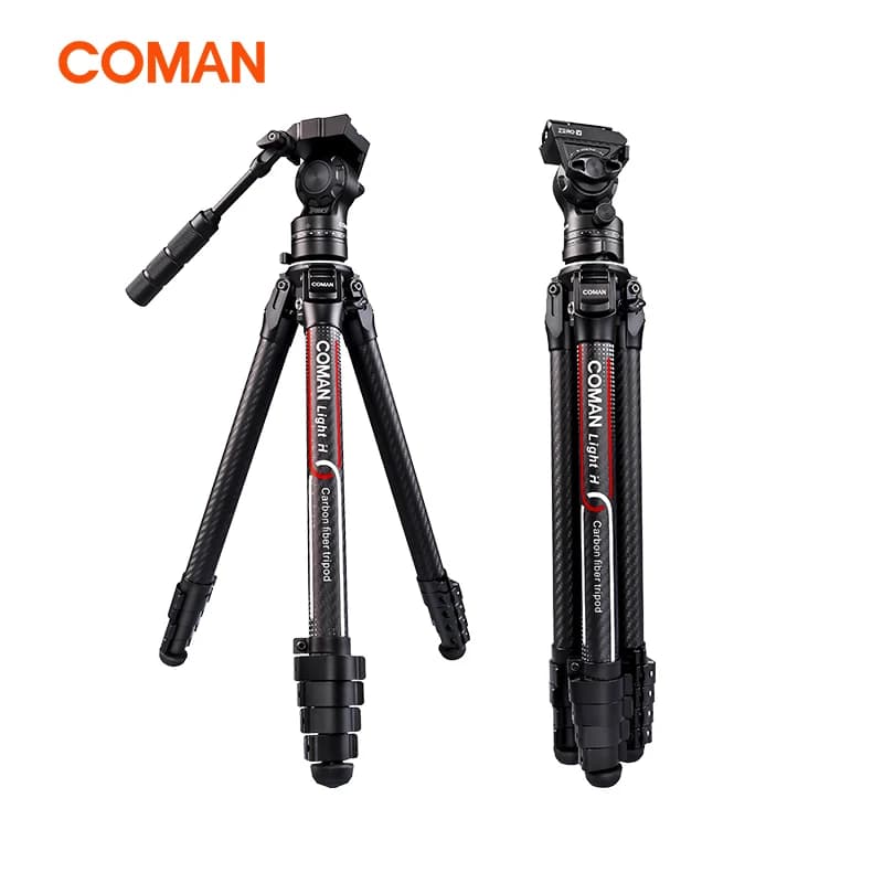 COMAN Light H Lightweight Carbon Fiber Tripod Travel Tripod With Mini Fluid Head 1/4 "Screw For Canon Nikon Sony DSLR Camera