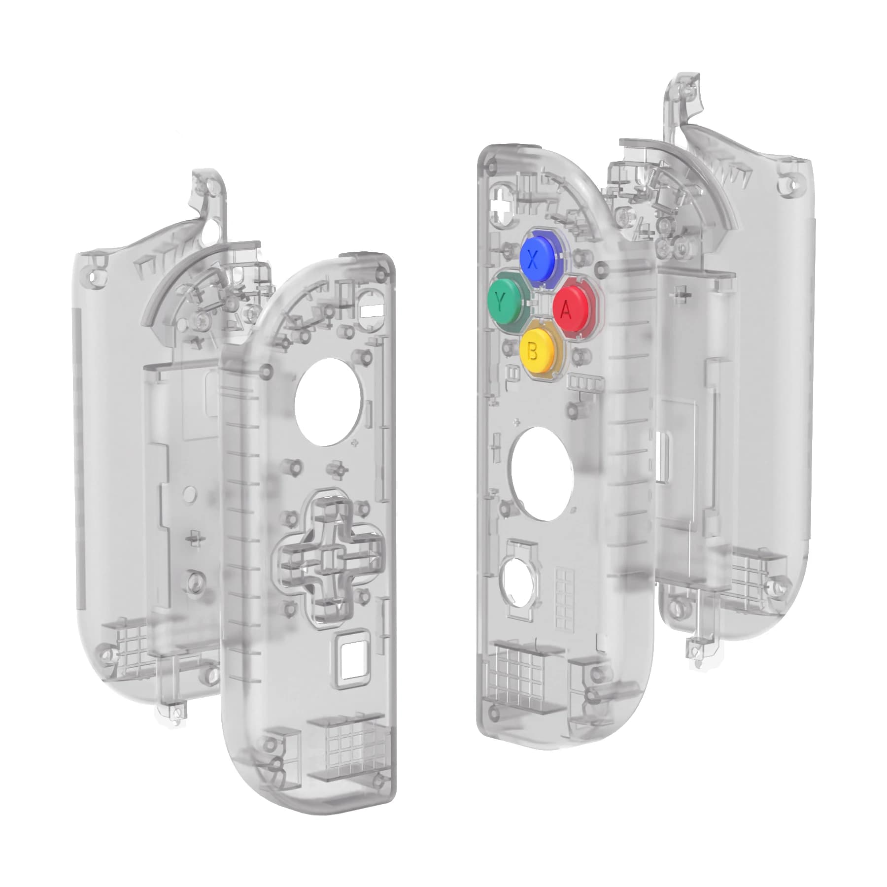 eXtremeRate Switch Custodia di ricambio per gamepad Cover trasparente per Nintend Switch NS JoyCon e NS OLED JoyCon - Nero trasparente