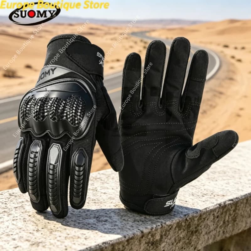 Guanti da Moto SUOMY Primaverili/Estivi Traspiranti con Touch Screen, Protezione Completa per le Dita, per Corse, Motociclette, ATV e Moto da Cross