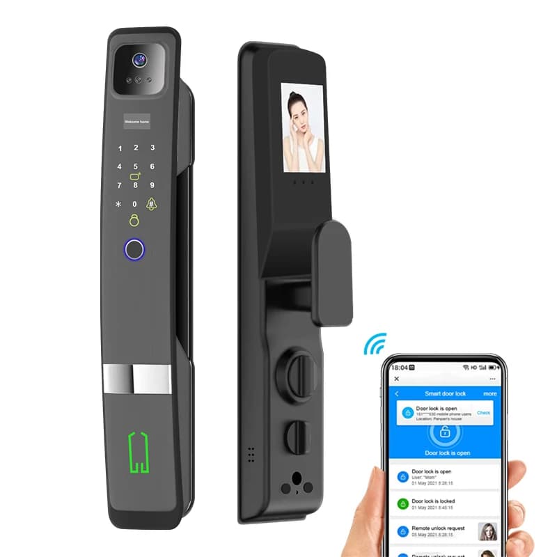 Tuya Wifi Impronta digitale 3D Riconoscimento facciale Smart Door Lock Videocitofono Serratura con funzione di acquisizione fotocamera