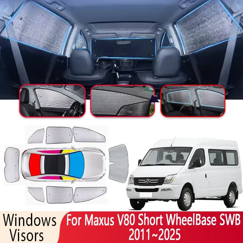 Parasole per Maxus V80 interasse corto SWB 2011 ~ 2025 isolamento termico automatico protezione solare parasole visiera parabrezza accessori