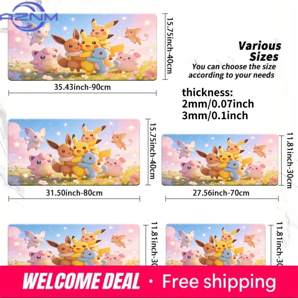 Pokemon Pikachu & Friends Starry Meadow Gaming Desk Mat Non-Slip Washable Mouse Pad