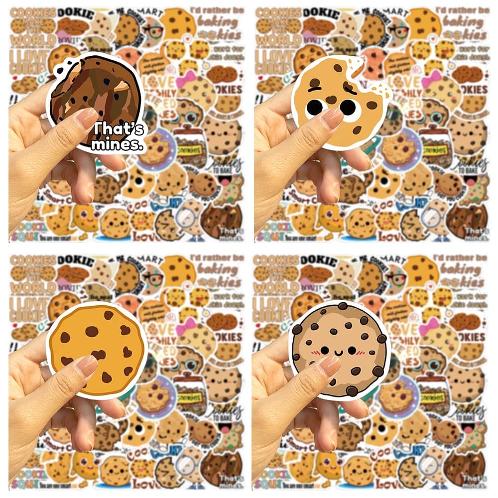 50 Adesivi Graffiti a Tema Biscotti per Decorare Quaderni, Tazze, Diari, Valigie, Chitarre, Giocattoli Classici, Scrapbook - Decalcomanie Impermeabili Fai-da-te