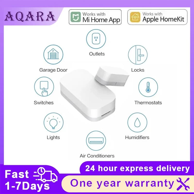 Sensore per porte e finestre Aqara originale Connessione wireless ZigBee Sensore per porte intelligente Funziona con Mi Home HomeKit per l'APP Android IOS