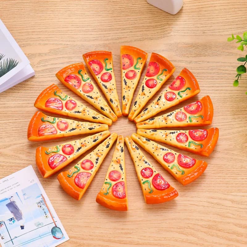Penna a Sfera Originale a Forma di Pane, Pizza, Croissant, Baguette, con Inchiostro Nero, Penna Roller con Magnete per Frigorifero, Regalo Scolastico
