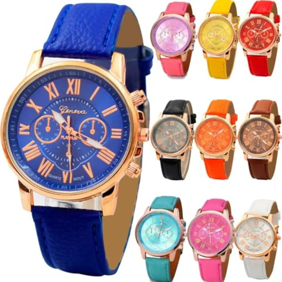 10 Pack Unisex Tally Style Silicone Watch Women Men Leather Belt Gold Sport Watch