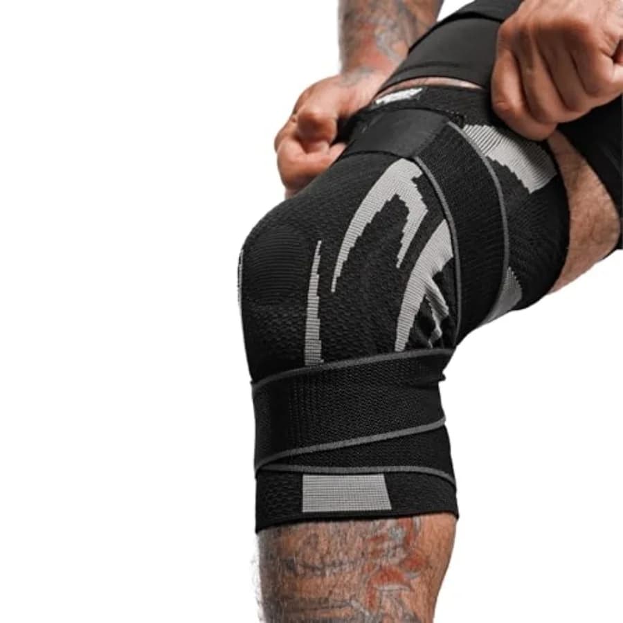 Supporto per Ginocchio Regolabile per Uomo e Donna, Fascia Compressiva con Cuscinetto in Gel per Assorbimento degli Urti e Supporto Articolare