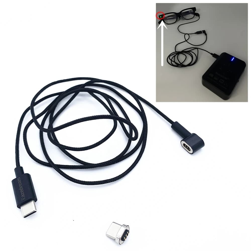 USB-C charging cable for smart AI glasses magnetic detachable for Rokid Xiaomi Rayneo X3 INMO GO2 StarV Air2 Snap Type-C glasses