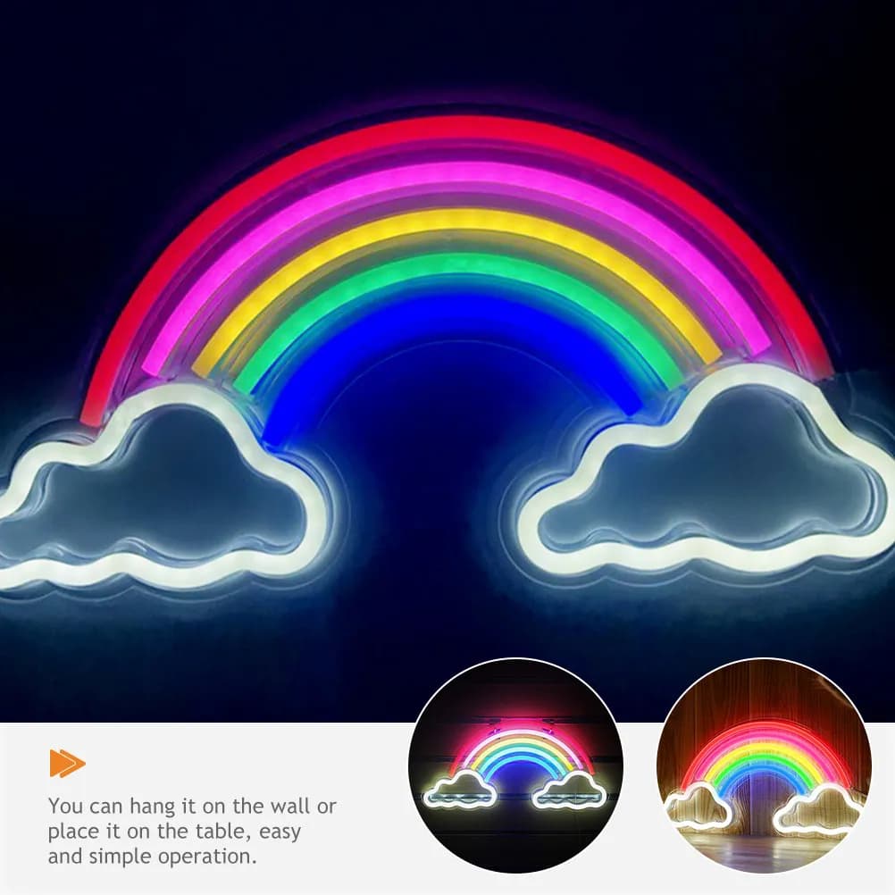 Insegna Neon Arcobaleno a Forma di Nuvola, Decorazione Murale per Casa, Luci al Neon Decorative per Camera da Letto, Lampada Notturna a LED per Stanza Estetica, Feste, Matrimoni, Compleanni