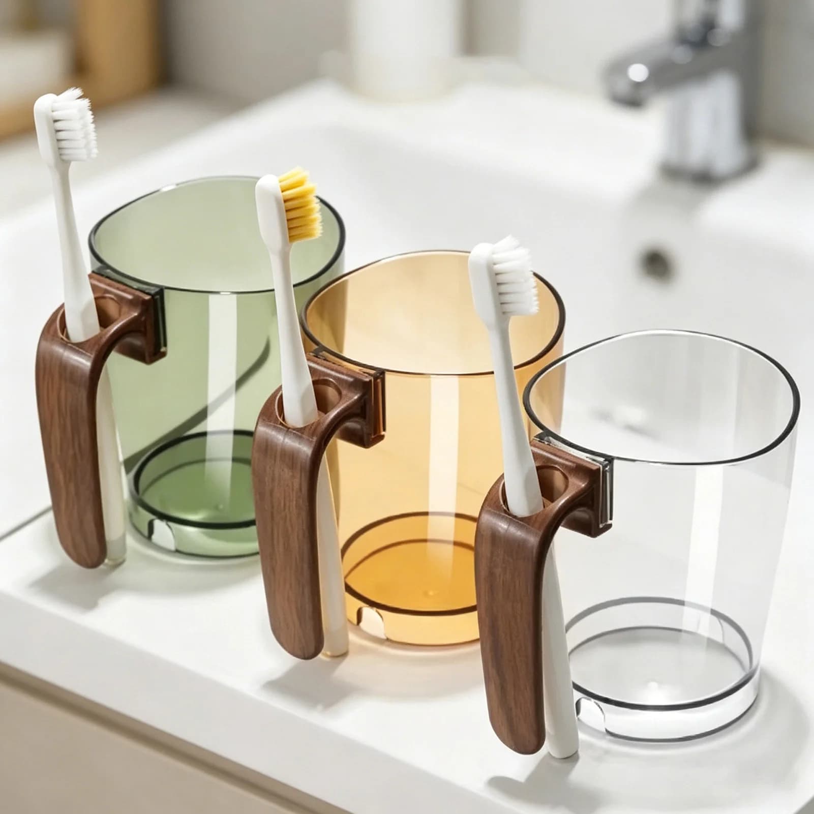 1pc Mouthwash Cup Modern Minimalist Plastic Toothbrush Holder for Couples Dorm Bathroom Durable Stable