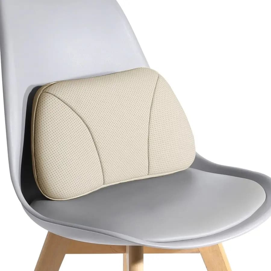 Cuscino di supporto lombare in pelle, cuscino antidolorifico per la schiena, adatto a stretta intorno alla vita, vera pelle bovina, memory foam, adatto per auto, ufficio C