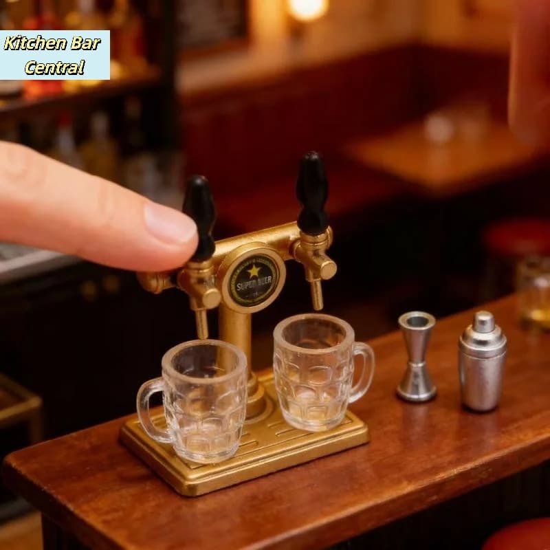 【5 pezzi di ornamenti in miniatura per casa delle bambole, decorazioni per scene, modelli di boccali di birra, cibo e giocattoli, mini tazze di birra giocattolo】