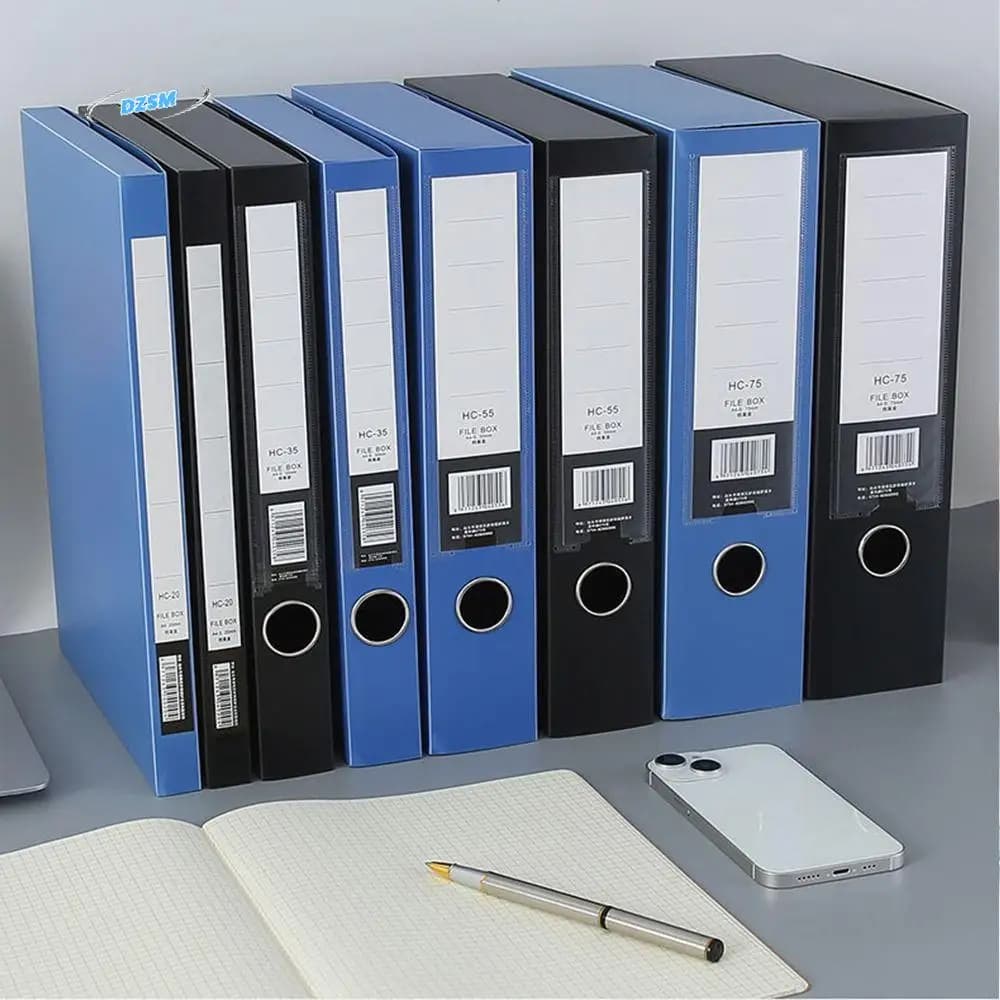 Organizzatore di file Cartella di file A4 blu nero Scatola di immagazzinaggio di carta addensata antipolvere Custodia per documenti in plastica PP