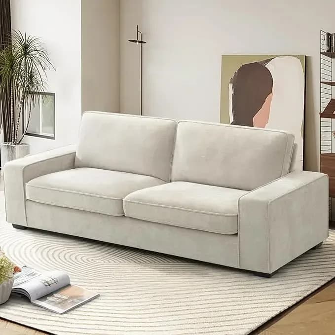l L 88" Divanetto in ciniglia per soggiorno, divano lounge a 3 posti per camera da letto con schienale e cuscini rimovibili, gambe e braccioli