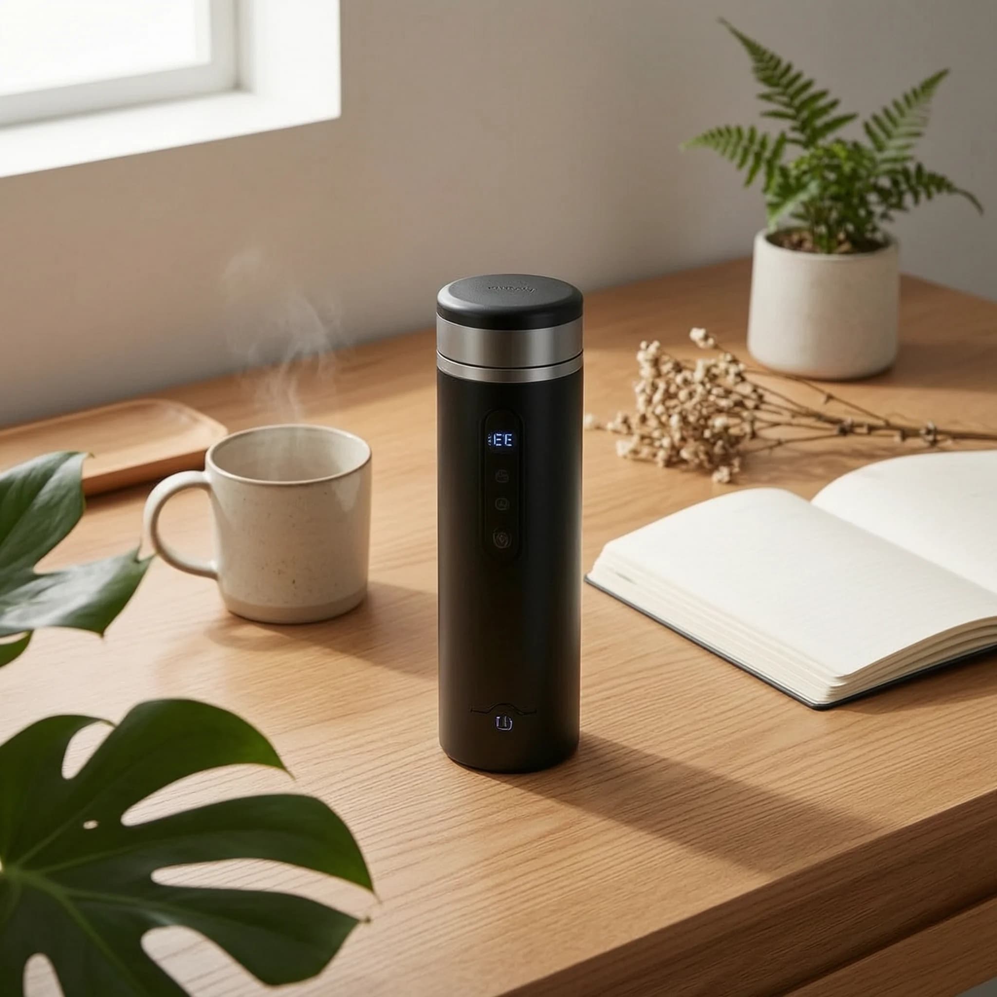 Electric Heating Cup versatileUse Car Electric Heating Mug Travel Kettle Touch-Control Compact for Commuters, Office