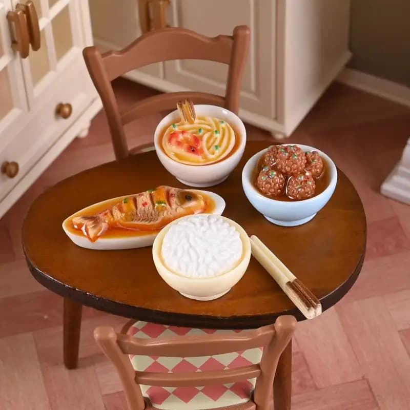 1/12 Miniature Chinese Dishes Food Models Dollhouse Kitchen Decoration DIY Dolls House Dining Room Ornaments