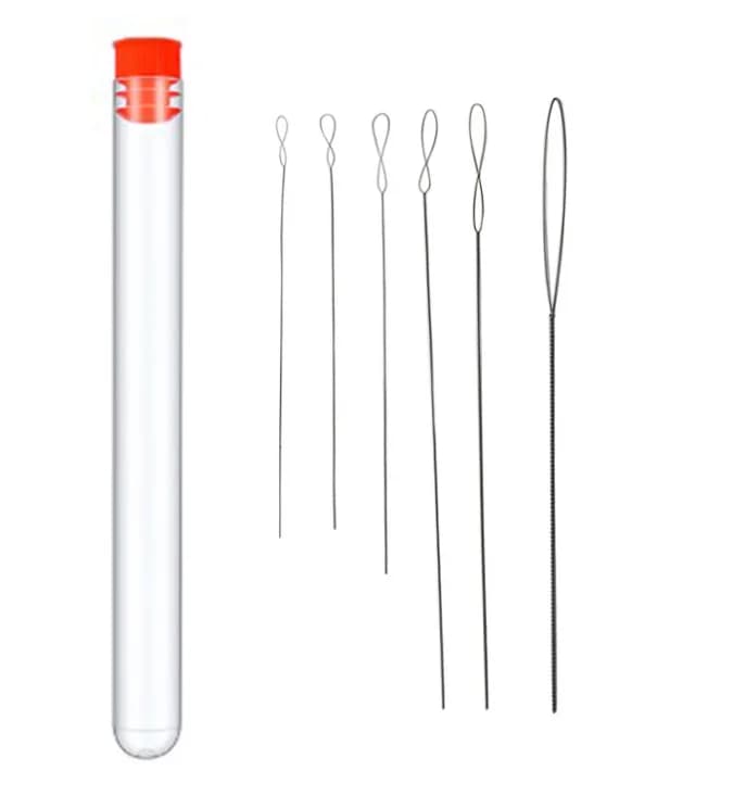 6 pz/lotto Ago a occhiello grande a torsione da 0,15-0,7 mm per foratura perle, ago per perline, ago per filare, perforatore extra fine