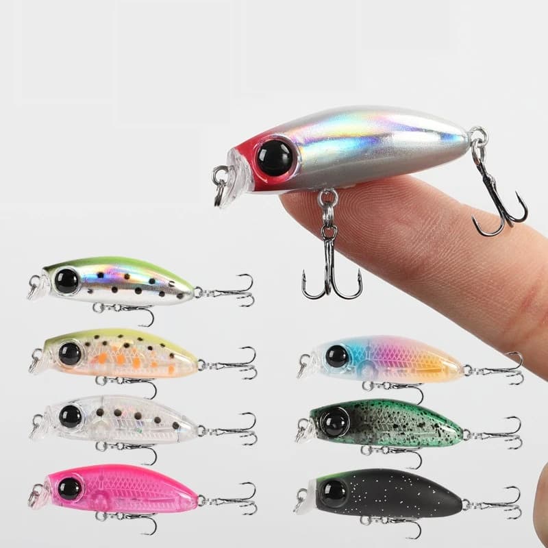 1 pz. Mini Minnow a Lento Affondamento 2.5g/3.5cm, Esche Artificiali Rigide Micro Wobbler a Strisce Bianche per Trota, Attrezzatura da Pesca