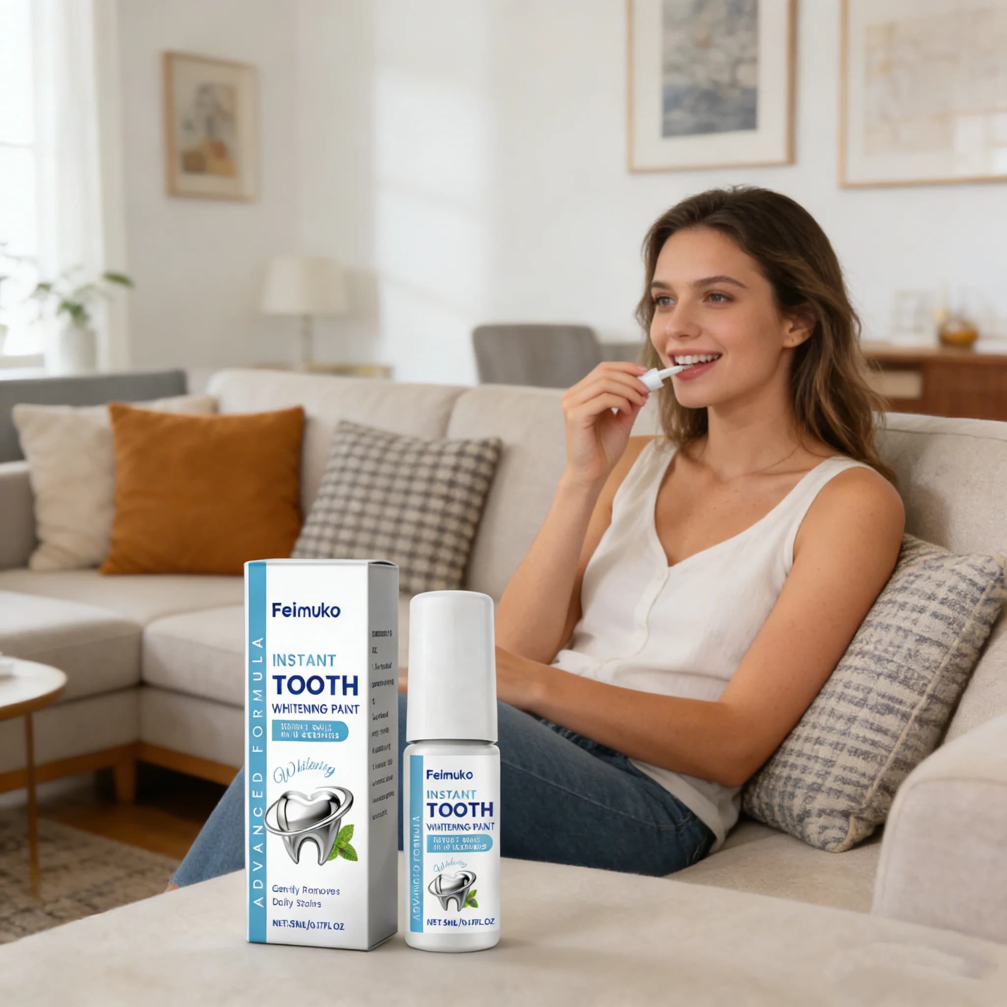 Vernice sbiancante istantanea per denti, formula delicata, facile da usare, alito fresco, rimozione rapida dell'ingiallimento, rimuovi macchie, vernice dentale illuminante