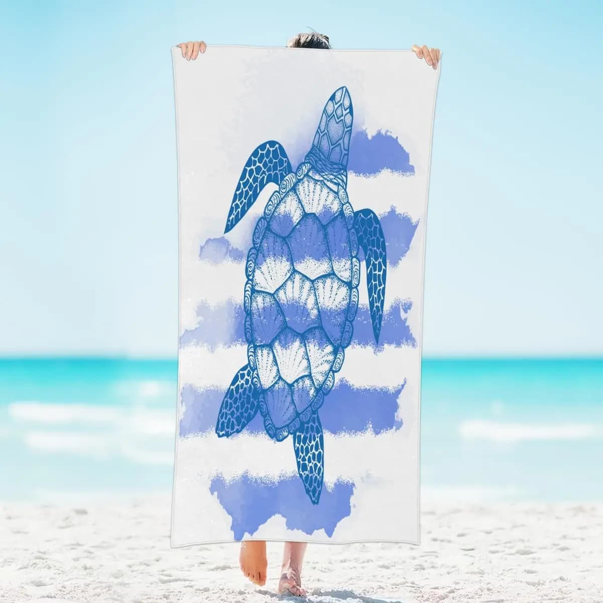 Asciugamani da Spiaggia in Microfibra con Tartaruga Marina, Senza Sabbia, Asciugatura Rapida, Leggeri, da Viaggio, Grandi e Oversize, Asciugamani da Piscina con Tartaruga