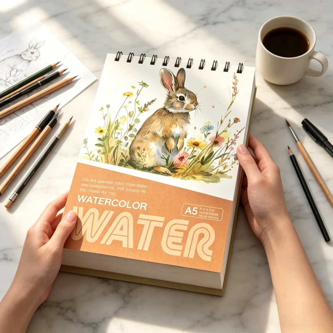 A5 Watercolor Pad 24 Sheets, Lint-Free & No Paper Scraps Thick Paper, Spiral Bound Watercolor Sketchbook for Painting & Drawing, Back to School Art Supplies for Students & Artists