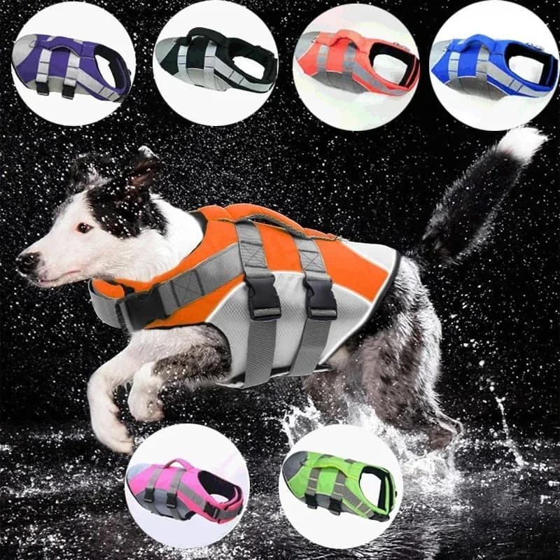 Giubbotto di Salvataggio per Cani, Costume da Nuoto di Sicurezza per Animali Domestici, Comodo, Resistente e Traspirante, Gilet di Sicurezza per Bulldog per Nuoto all'Aperto