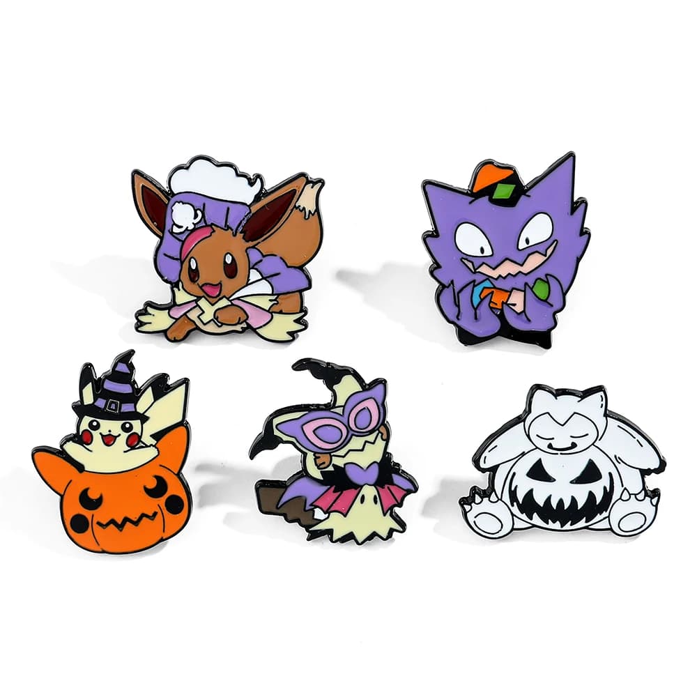 Spilla Anime Divertente con Personaggi Cartoon Snorlax Pikachu Gengar, Distintivo in Metallo Smaltato, Spilla da Bavero per Giacca e Jeans
