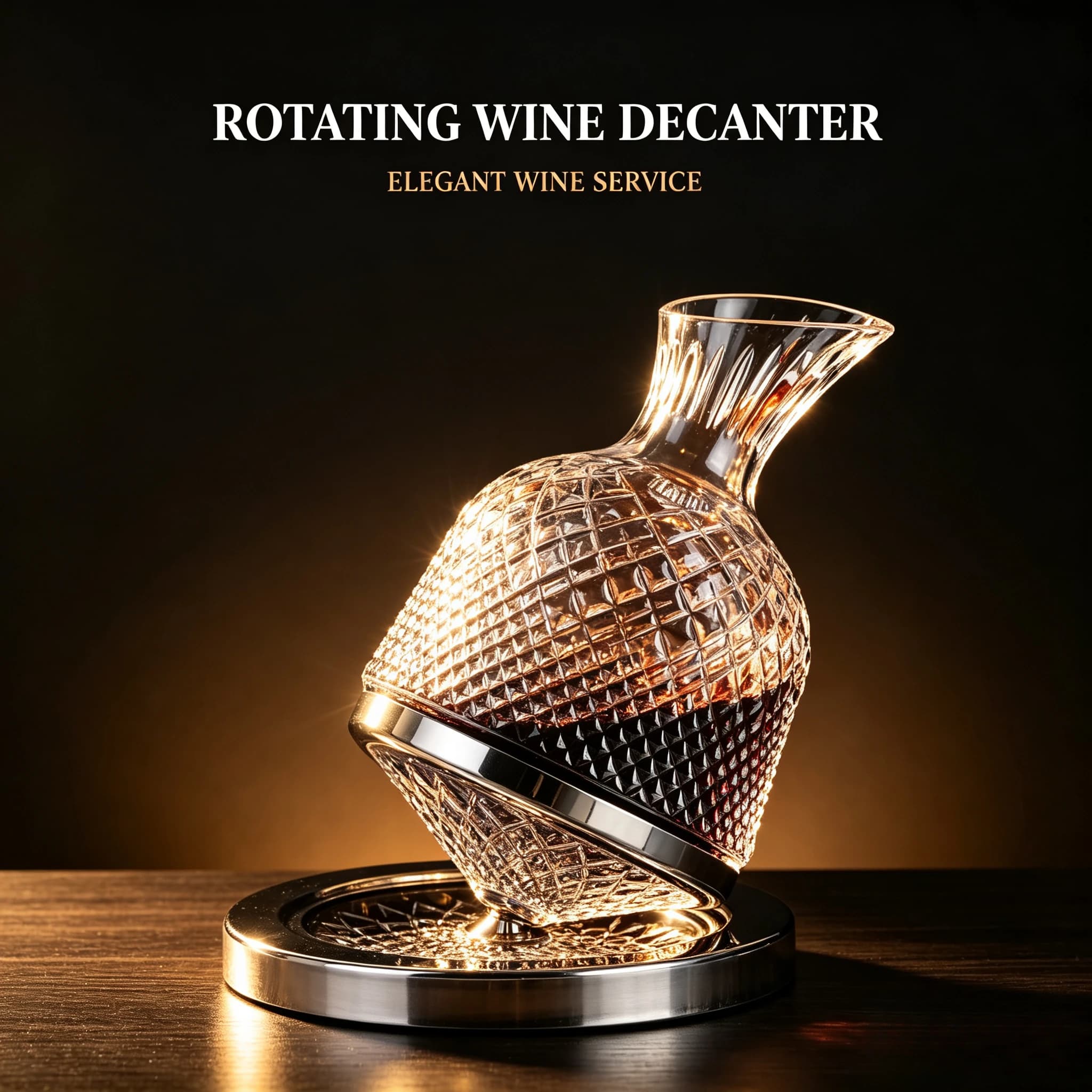 High end crystal glass 360 degree rotating decanter drum 1500ml decanter wine dispenser inflator mirror kettle decoration