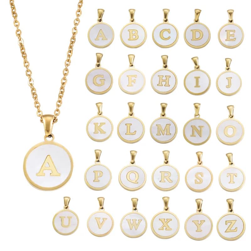 Hot-selling ins wind simple alloy, English letter necklace pendant round pendant necklace