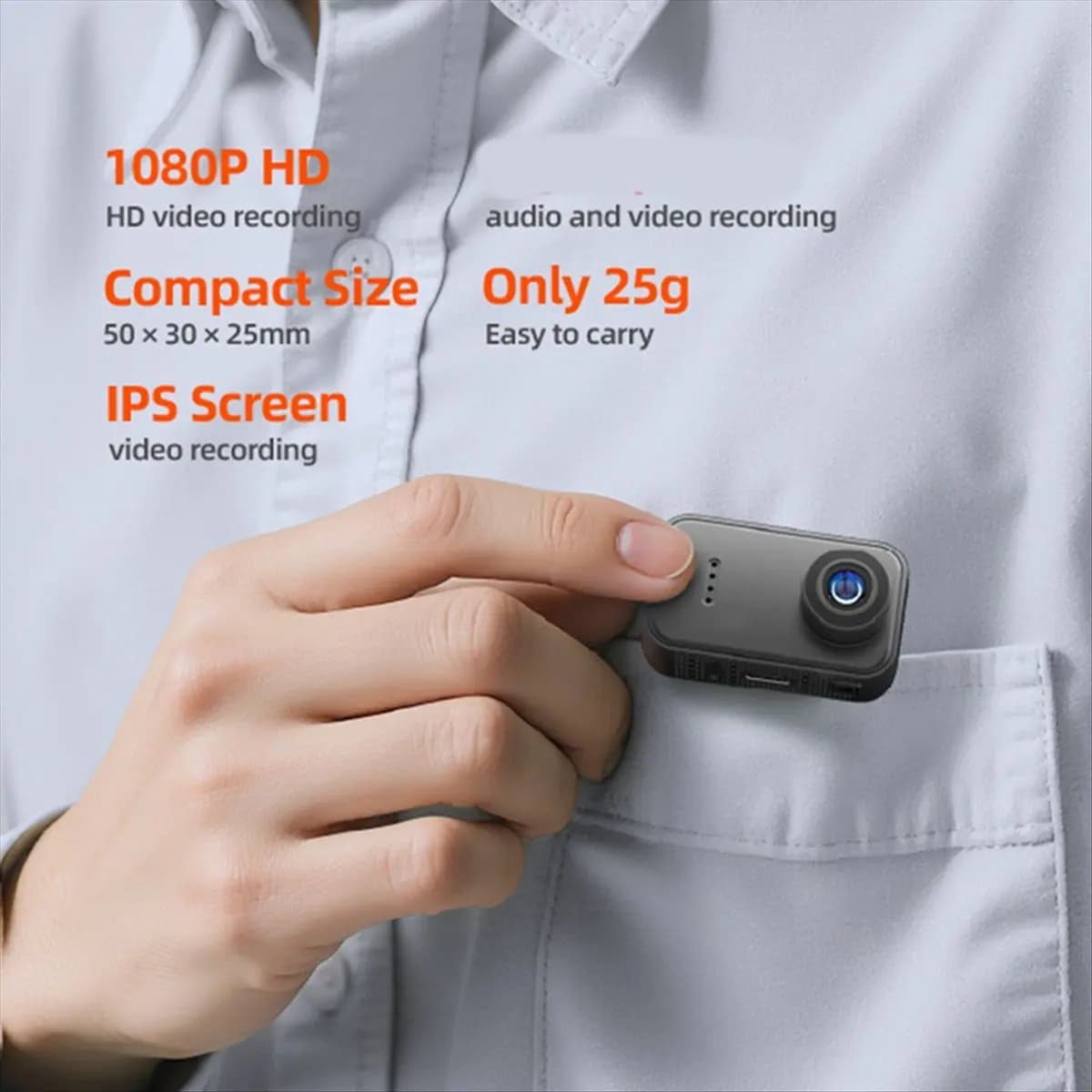 TRENDY STYLE~1080P Thumb‑Size Action Camera with 1.47inch HD Screen for Selfie Outdoor Waterproof Ultra‑Compact Adventure Camera