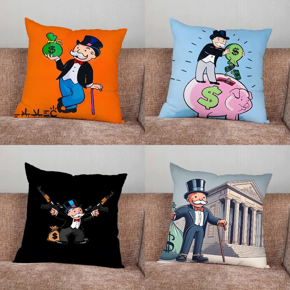 Alec M-Monopoly Draw Pillow Case For Home Bedroom Car Office Decoration Living Room Sofa Cushion Cover Suitable