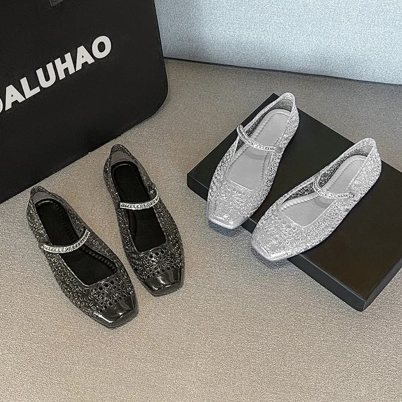 2026 Women's Jelly square head Sandals Flat Bottom Slip-On round Toe Summer Slippers Breathable Comfortable Footwear