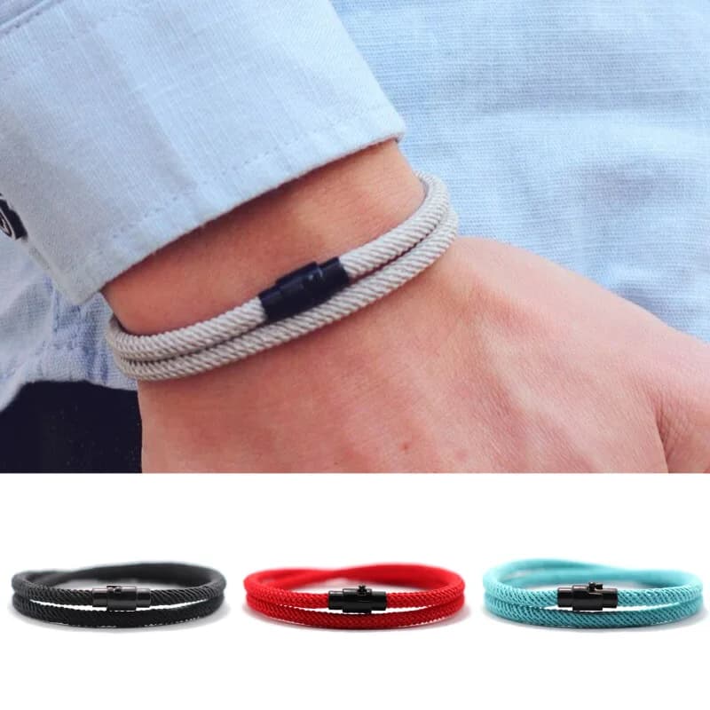 13 Styles String Bracelet For Men Double Layer Magnet Buckle Luck Red Rope Braslet Outdoor Survival Braclet Cool Biker Jewelry