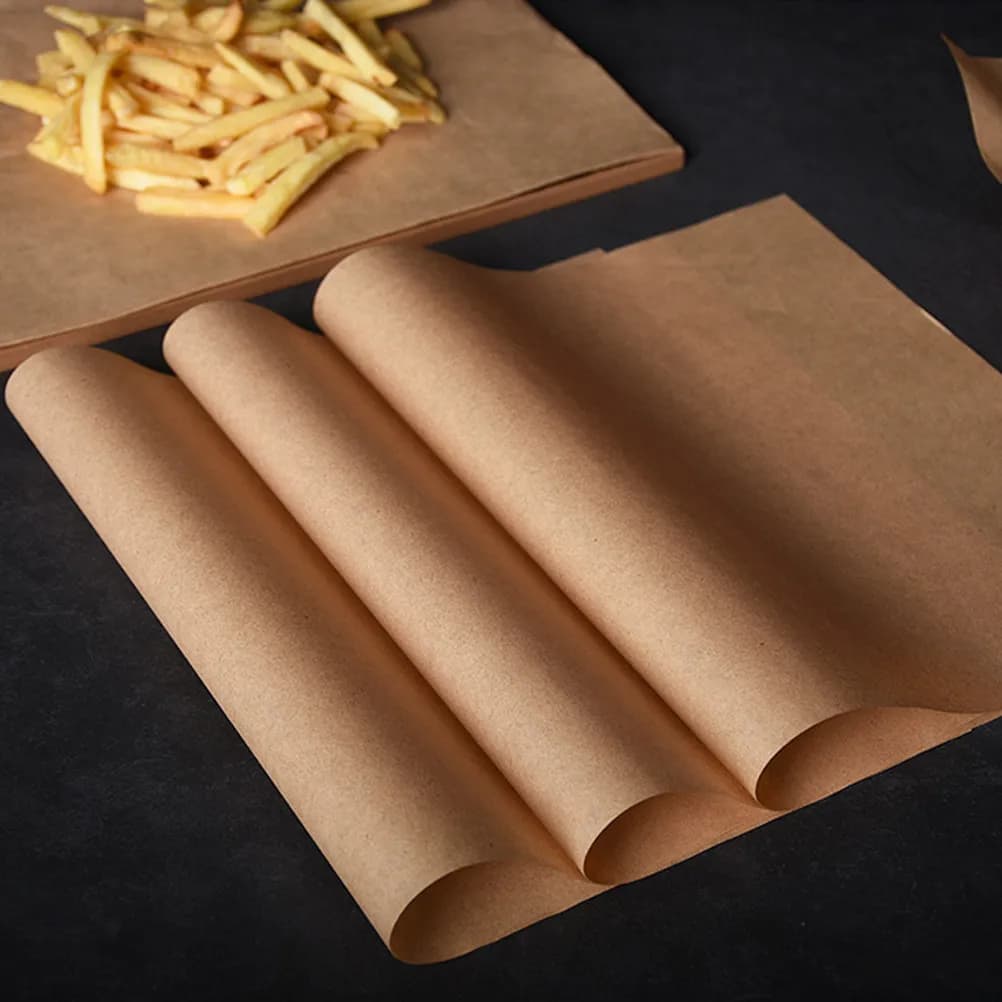 100 Fogli di Carta da Forno Antiaderente per Friggitrice ad Aria, Forno, Microonde, per Confezionare Alimenti, Teglie e Pizza