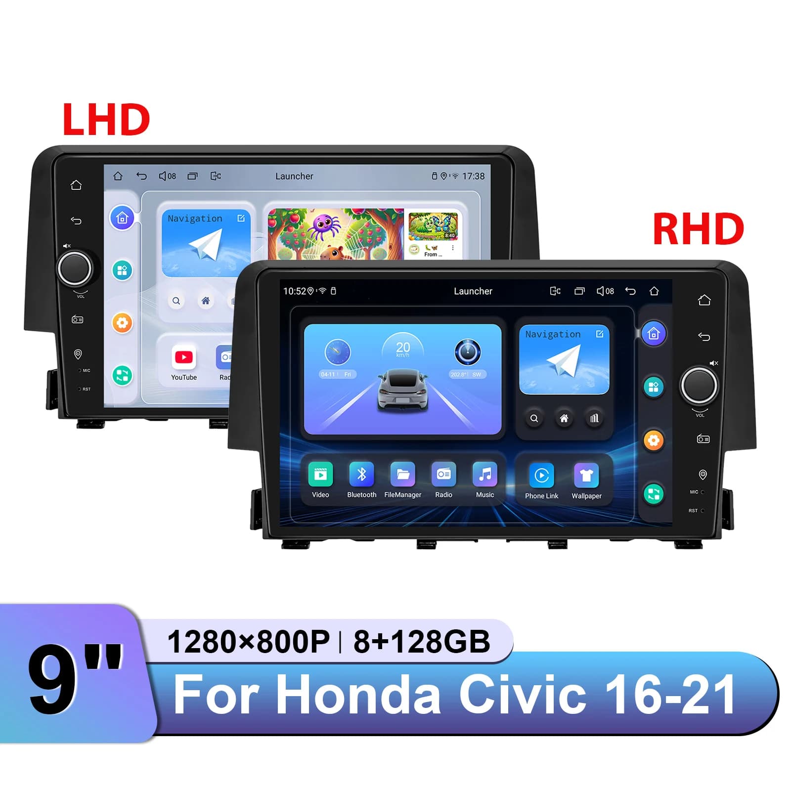 Autoradio JOYING 9 pollici Android 13, sistema audio multimediale stereo per auto, Carplay e Android Auto per Honda Civic 2016-2021, Plug and Play