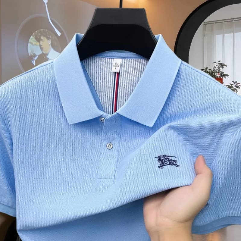 Polo a maniche corte da uomo in cotone 100% puro di alta gamma, estiva, di lusso, con ricamo a cavallo, per golf e tempo libero